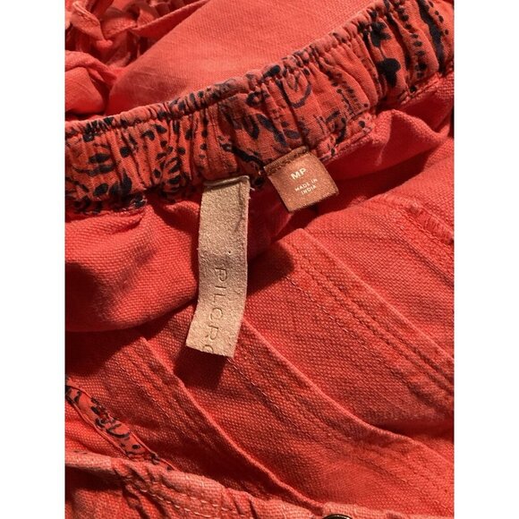 Anthropologie PILCRO Dress Flutter Sleeve Midi Red Cotton Canvas Womens MP - Picture 13 of 15